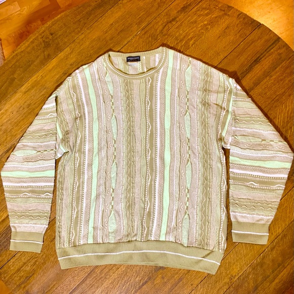 Franco Danti Other - Franco Danti Men's Pullover Knit Sweater Large Green Stripe Coogi Style Italy